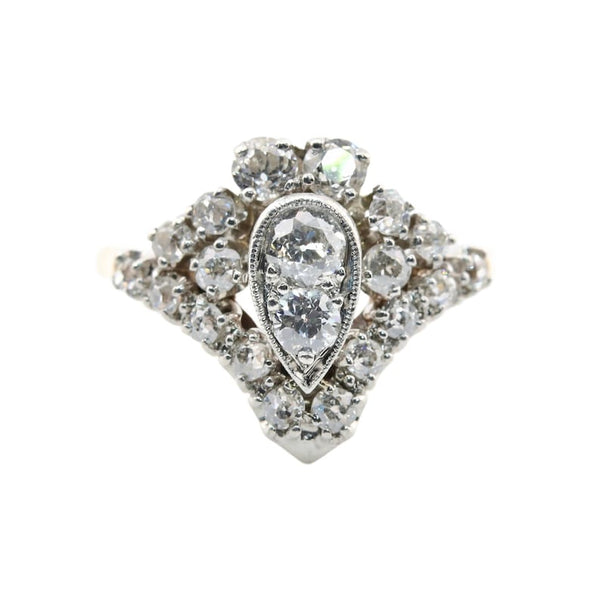 Edwardian 1.16ctw Old Mine Diamond Cluster Ring in 14K Yellow Gold, Platinum