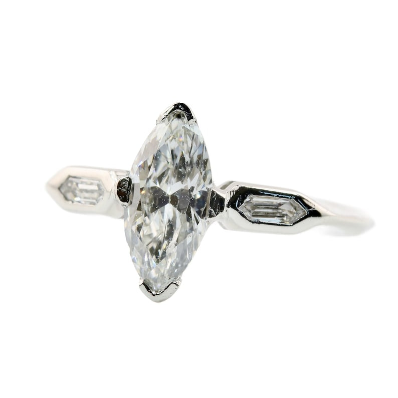 Art Deco 1.12ctw Marquise & Fancy Hexagon Diamond Engagement Ring in Platinum