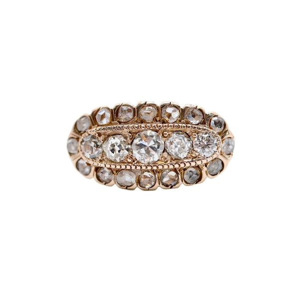 Victorian 0.92ctw Diamond Cluster Ring in 14K Yellow Gold
