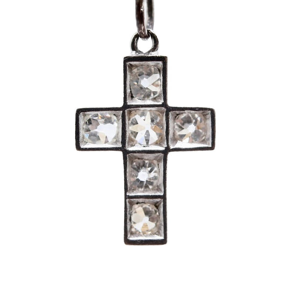 Art Deco 0.90ctw Old Mine Cut Diamond Cross Pendant in Platinum