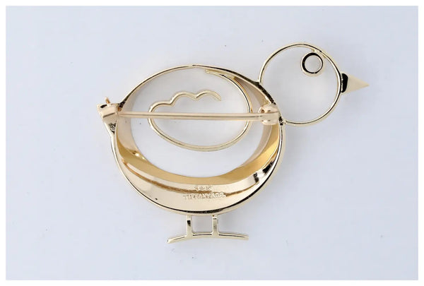 Whimsical Mid Century Tiffany & Co Chick Brooch in 14K Gold