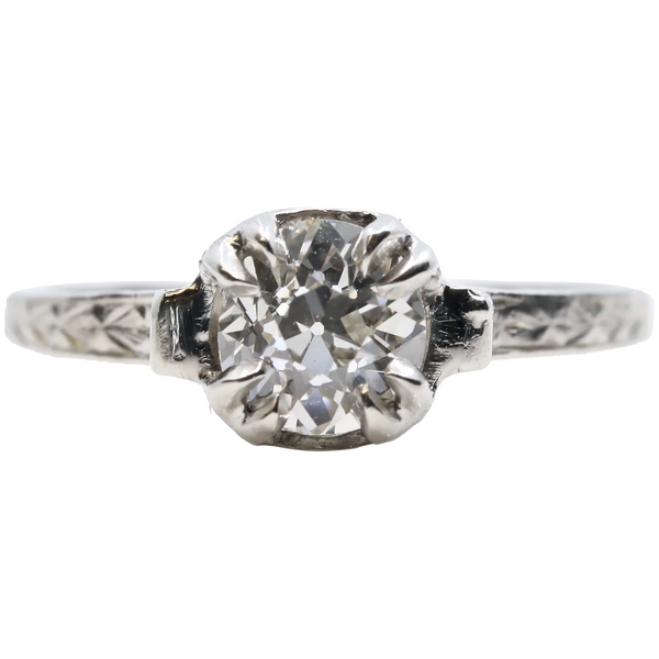 1920's Greek Revival Art Deco 0.80 Carat Diamond Engagement Ring in Platinum