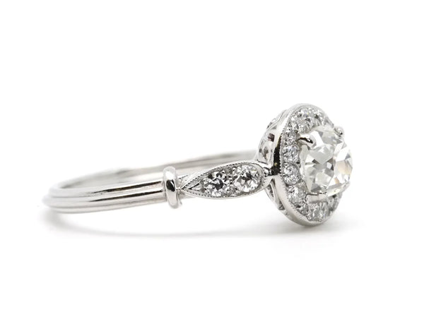 Edwardian 1.40ctw GIA Old Euro Cut Diamond Engagement Ring in Platinum