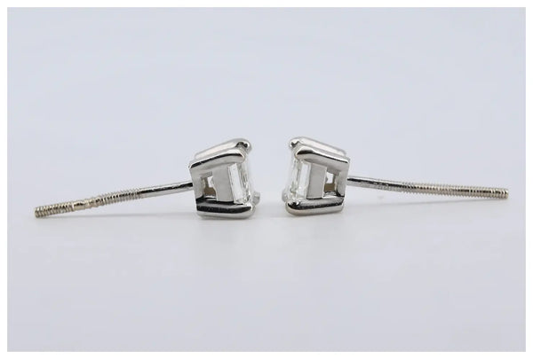 GIA Certified 0.74CTW Asscher Cut Diamond Stud Earrings in 18K White Gold