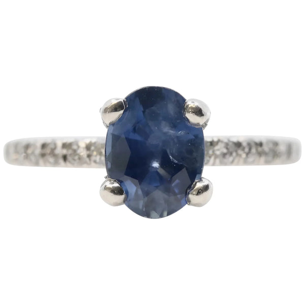 Glimmering 1.95 Carat Sapphire & Pave Diamond Ring in Platinum