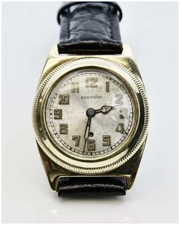 Rare Harwood Early Automatic Wrist Watch in 14K Solid Gold