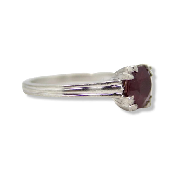 1920's Art Deco 1.43ct Ruby Solitaire Ring in Platinum