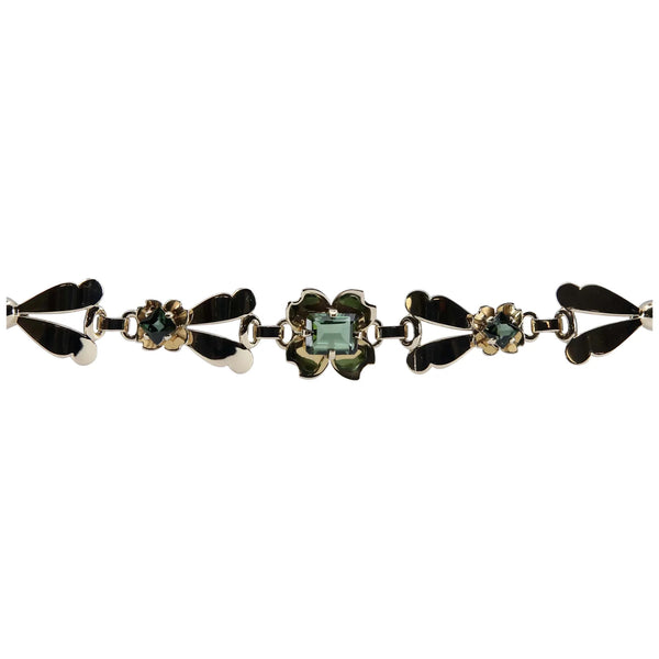 Retro Tiffany & Company Green Tourmaline Four Leaf Clover Bracelet in 14K Yellow Gold