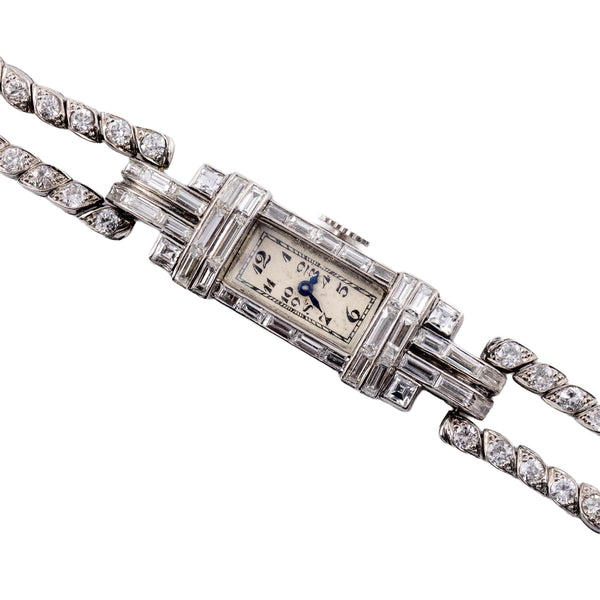 Mauboussin Paris Art Deco Platinum & Diamond Ladies Wrist Watch C. 1920