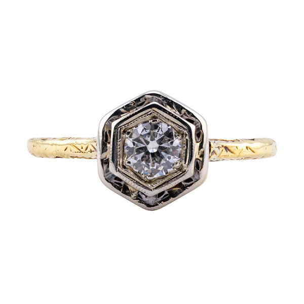 Art Deco 0.30ct Diamond Solitaire Engagement Ring in 14K Yellow Gold