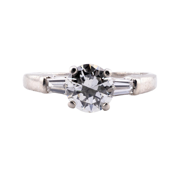 Vintage 1.20 CTW Three Stone Diamond Engagement Ring in Platinum