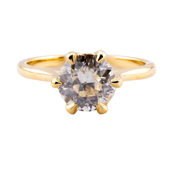 Edwardian 2.52 Carat European Cut Diamond Solitaire Engagement Ring 18 Karat