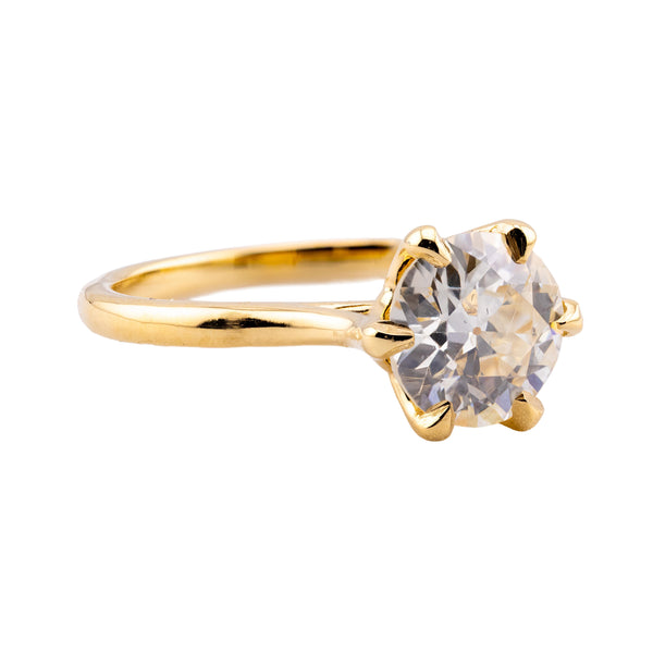 Edwardian 2.52 Carat European Cut Diamond Solitaire Engagement Ring 18 Karat