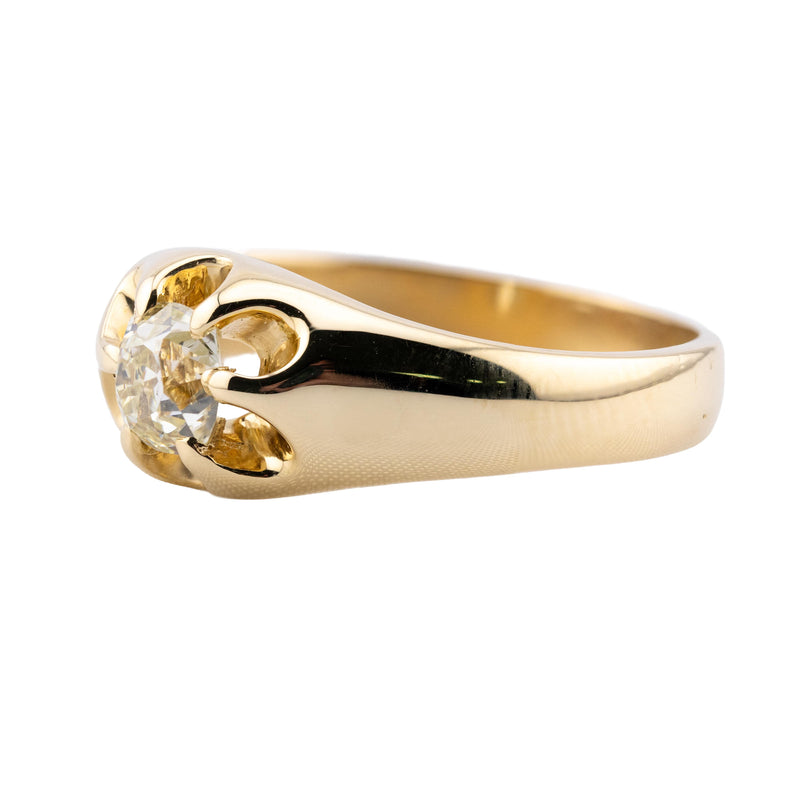 Victorian 0.90 Carat Old Mine Cut Diamond Solitaire Ring in 14K Gold Engagement