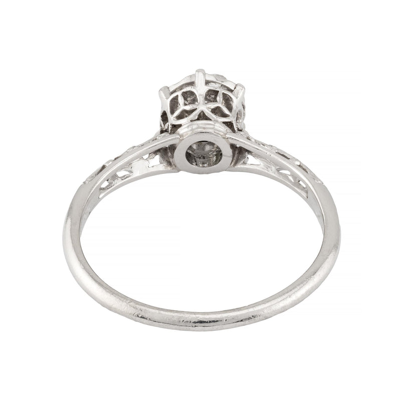Art Deco 0.32ctw Platinum Diamond Cluster Style Engagement Filigree Ring