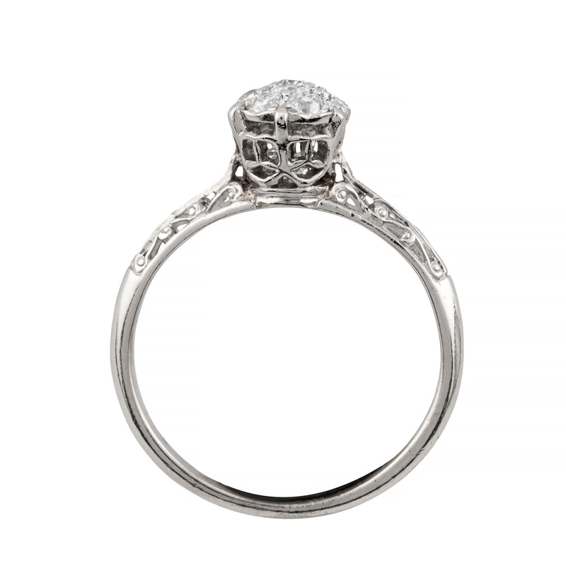 Art Deco 0.32ctw Platinum Diamond Cluster Style Engagement Filigree Ring