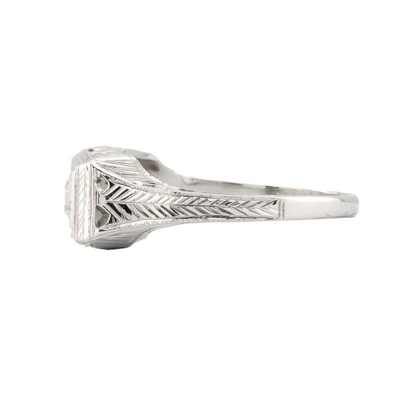 Art Deco Belais Brothers Toi Et Moi Diamond Ring in 18 Karat White Gold Circa 19