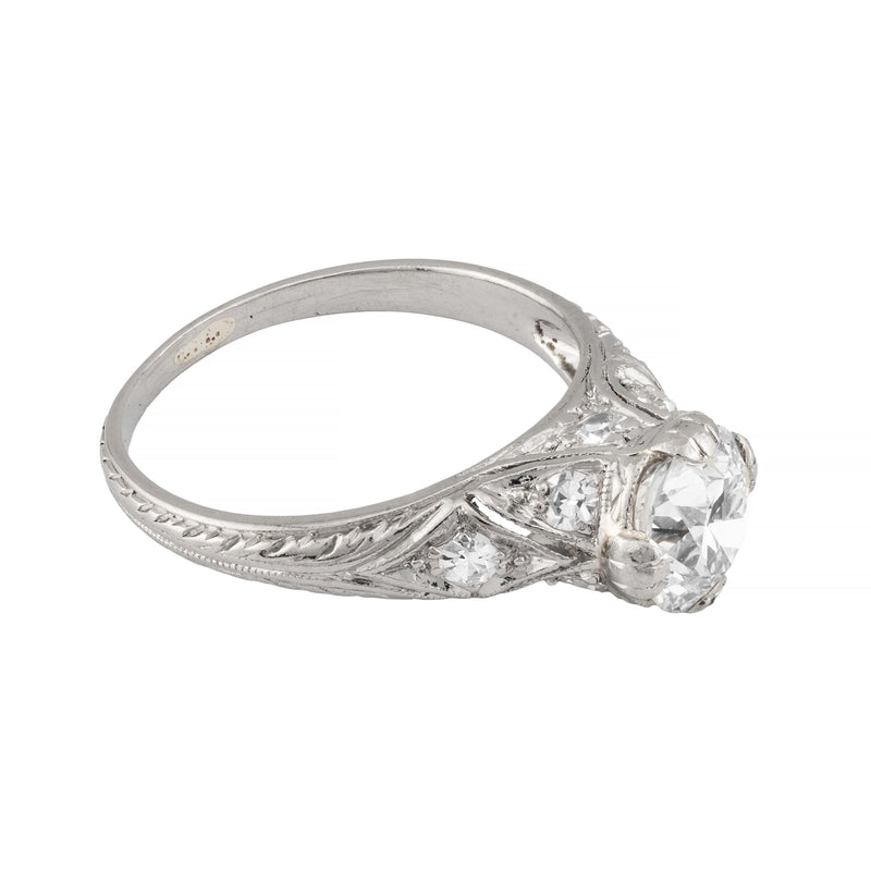 Circa 1920's Art Deco 1.36ctw Diamond Engagement Ring in Platinum