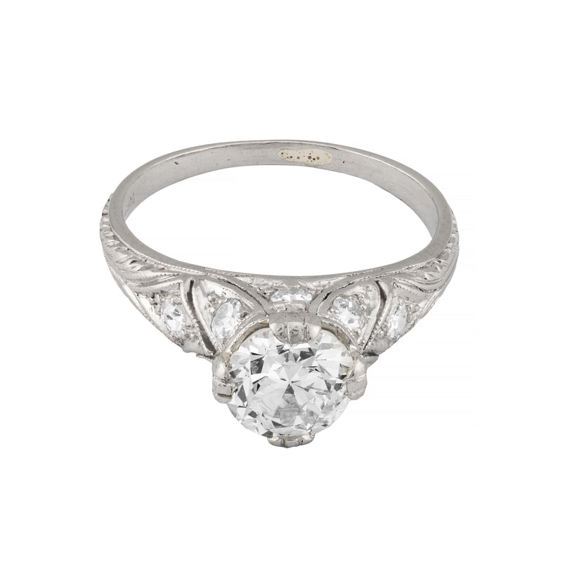 Circa 1920's Art Deco 1.36ctw Diamond Engagement Ring in Platinum