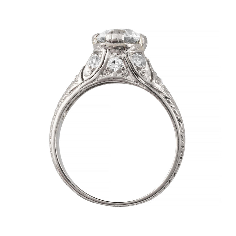 Circa 1920's Art Deco 1.36ctw Diamond Engagement Ring in Platinum