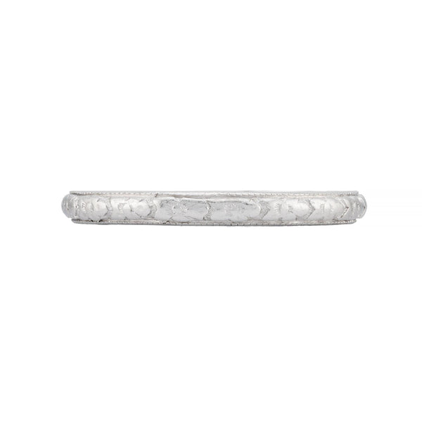 Art Deco Orange Blossom Engraved Wedding Band in Platinum