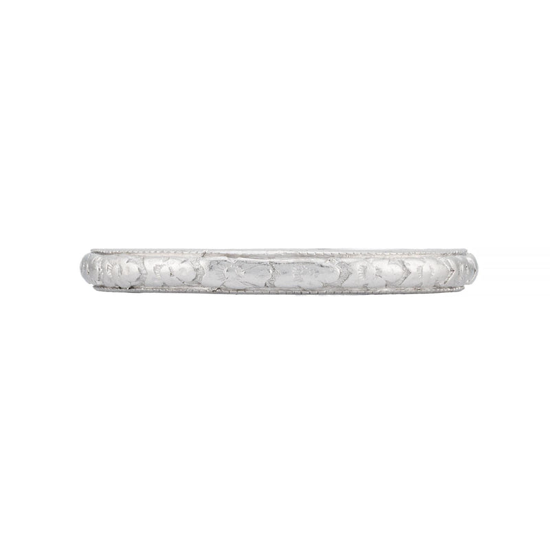 Art Deco Orange Blossom Engraved Wedding Band in Platinum