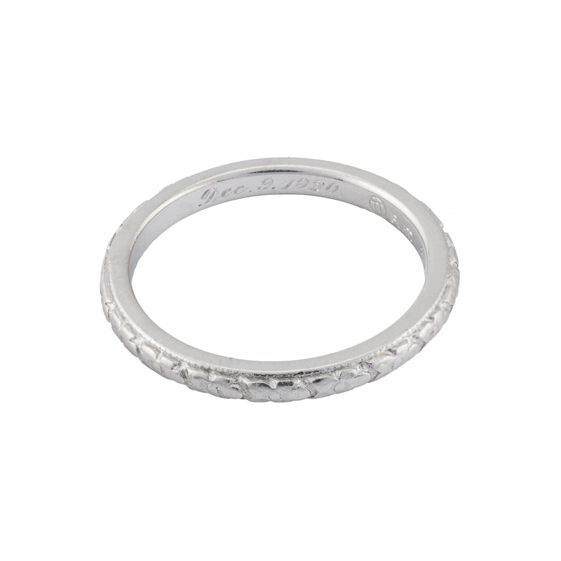 Art Deco Orange Blossom Engraved Wedding Band in Platinum