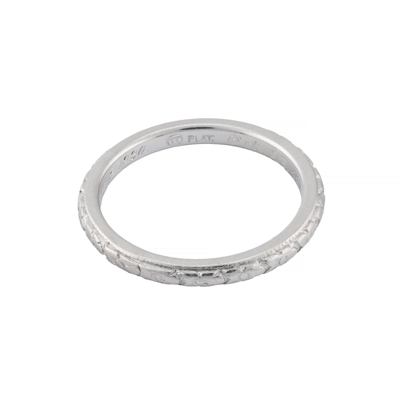 Art Deco Orange Blossom Engraved Wedding Band in Platinum