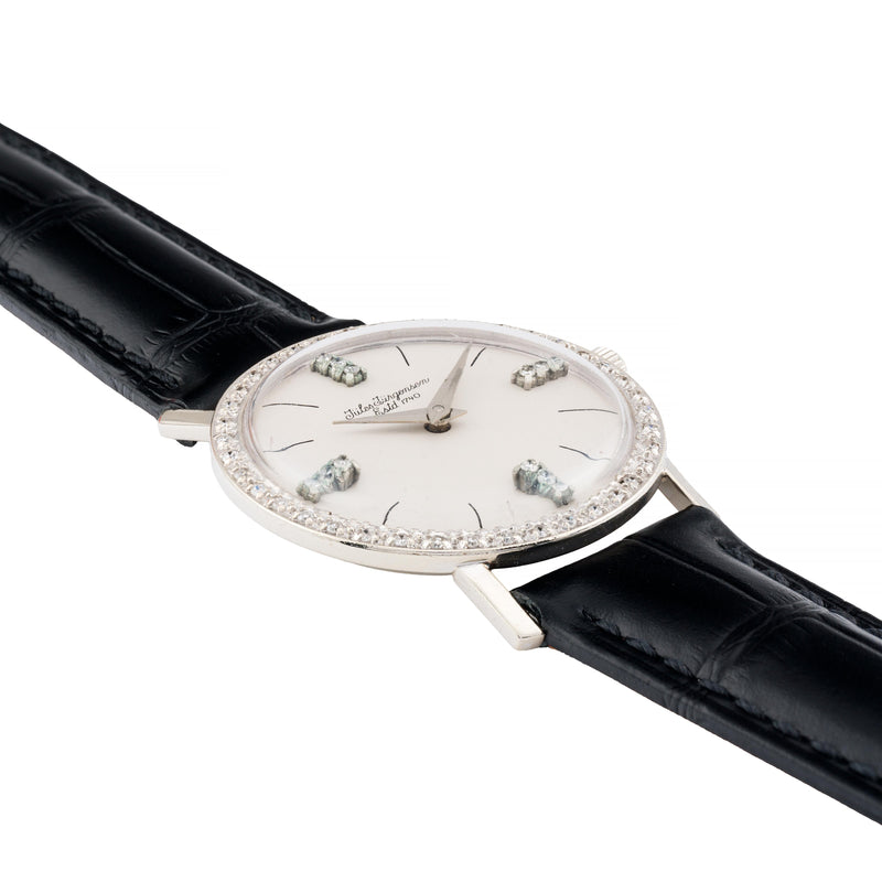 Jules Jurgensen Diamond Bezel & Dial 14 Karat White Gold Wrist Watch
