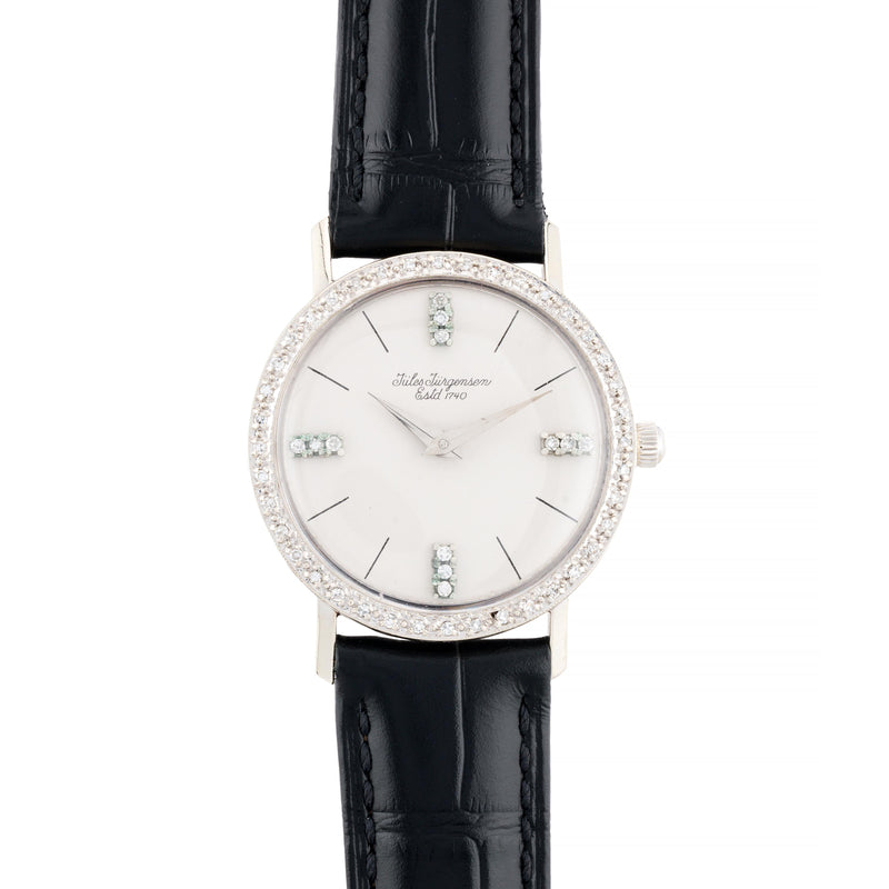 Jules Jurgensen Diamond Bezel & Dial 14 Karat White Gold Wrist Watch