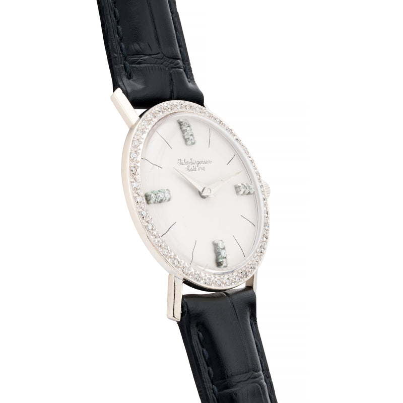 Jules Jurgensen Diamond Bezel & Dial 14 Karat White Gold Wrist Watch