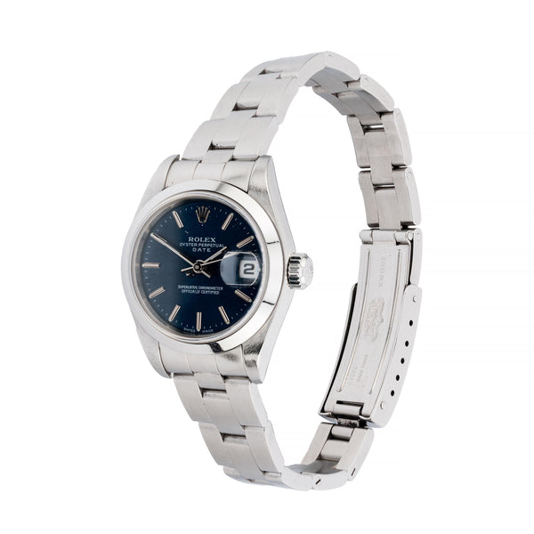 Rolex Ladies Blue Dial Stainless Steel Oyster Perpetual Datejust 79160 Watch