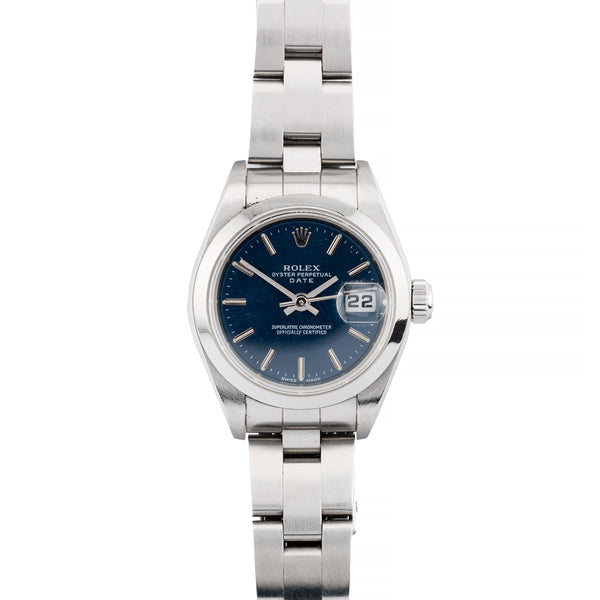 Rolex Ladies Blue Dial Stainless Steel Oyster Perpetual Datejust 79160 Watch