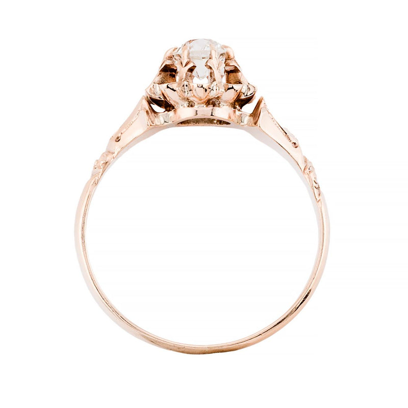 Victorian 0.51ct Old Mine Cut Diamond Buttercup Engagement Ring in 14 Karat Gold