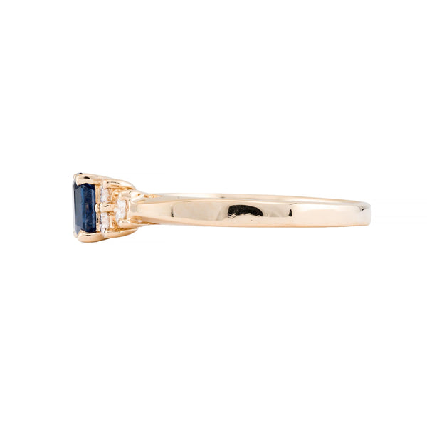 Emerald Cut Sapphire & Diamond Alternative Engagement Ring in 14K Yellow Gold