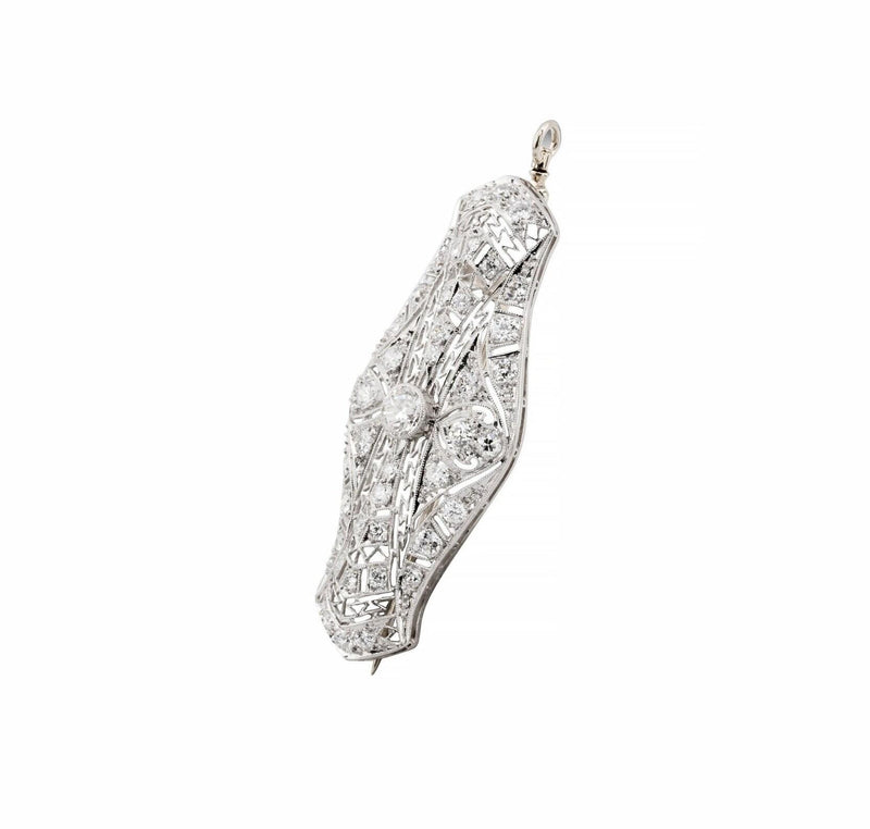 Dazzling Art Deco 2.70ctw European Cut Diamond Filigree Pendant in Platinum