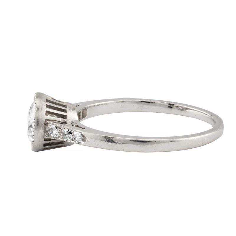 Edwardian 1.22ctw Bezel Set European Cut Diamond Engagement Ring in Platinum