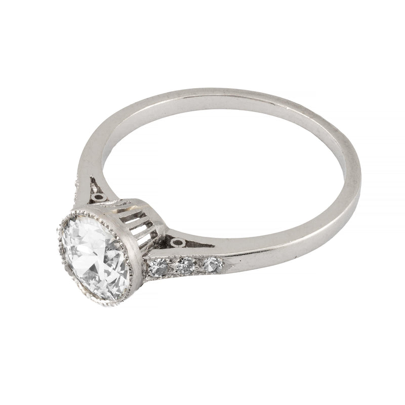 Edwardian 1.22ctw Bezel Set European Cut Diamond Engagement Ring in Platinum