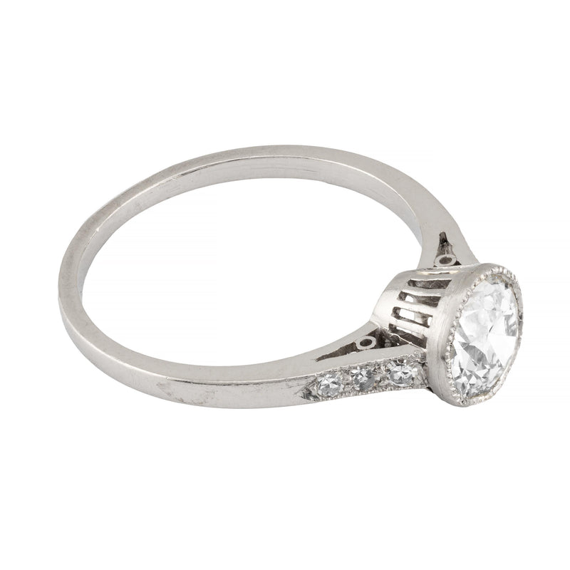 Edwardian 1.22ctw Bezel Set European Cut Diamond Engagement Ring in Platinum