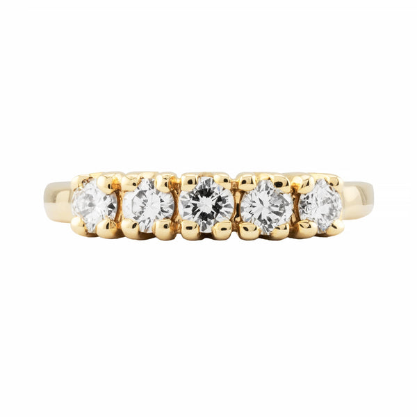 Five Stone 0.50ctw Diamond Band Wedding Ring in 14K Yellow Gold