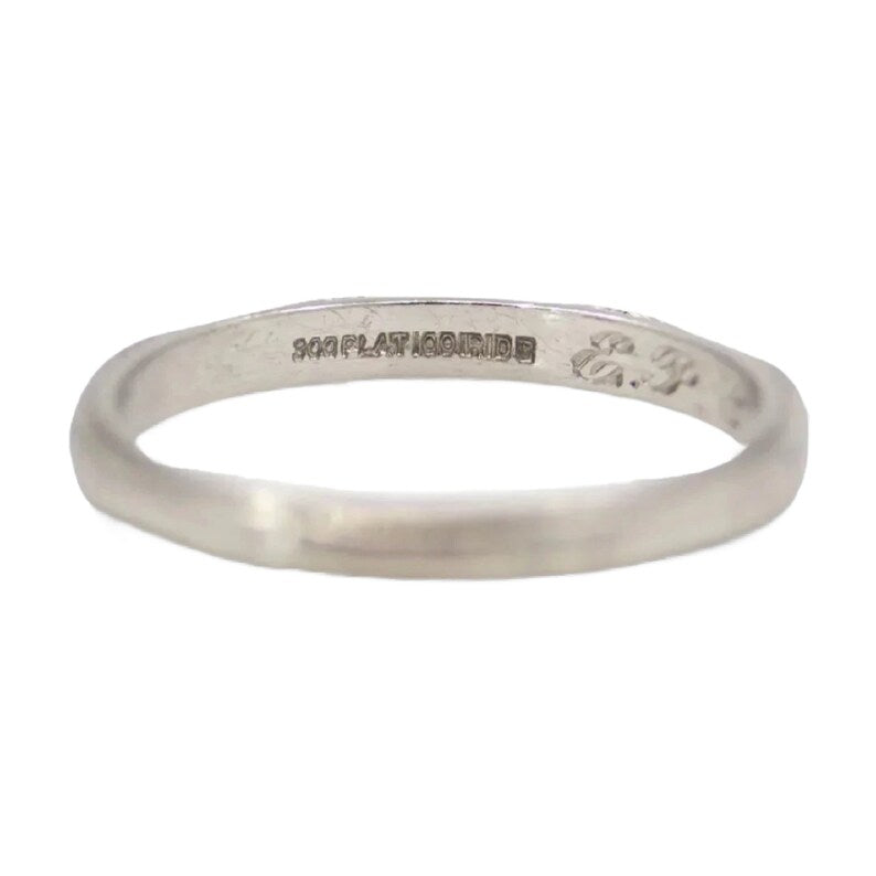 Hand Chased Art Deco Platinum Wedding Band Size 6 1/2