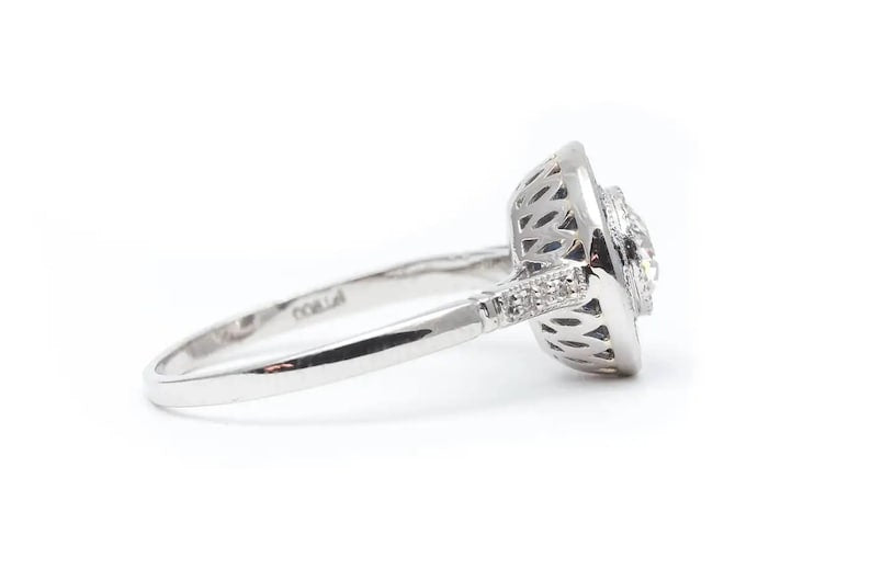 Art Deco Sapphire & Diamond Target Ring in Platinum