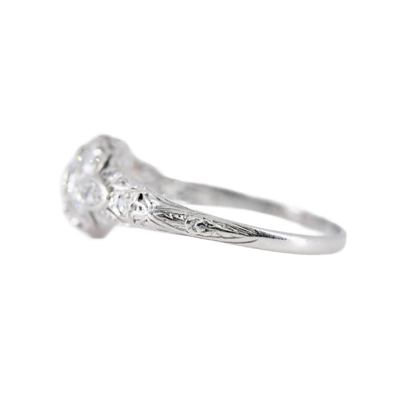 Art Deco was European Cut Diamond Engagement Ring in Platinum