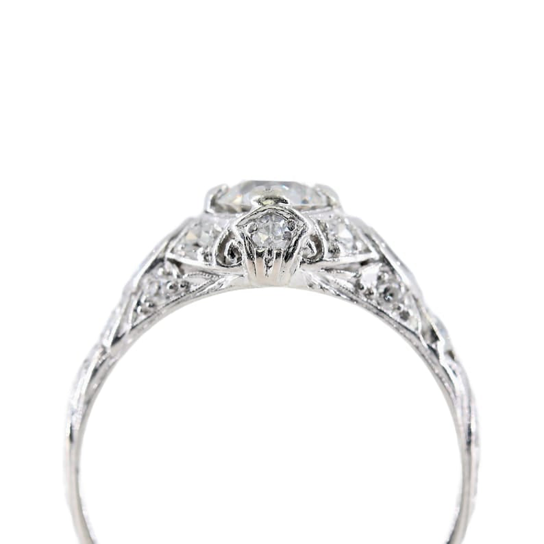 Art Deco was European Cut Diamond Engagement Ring in Platinum