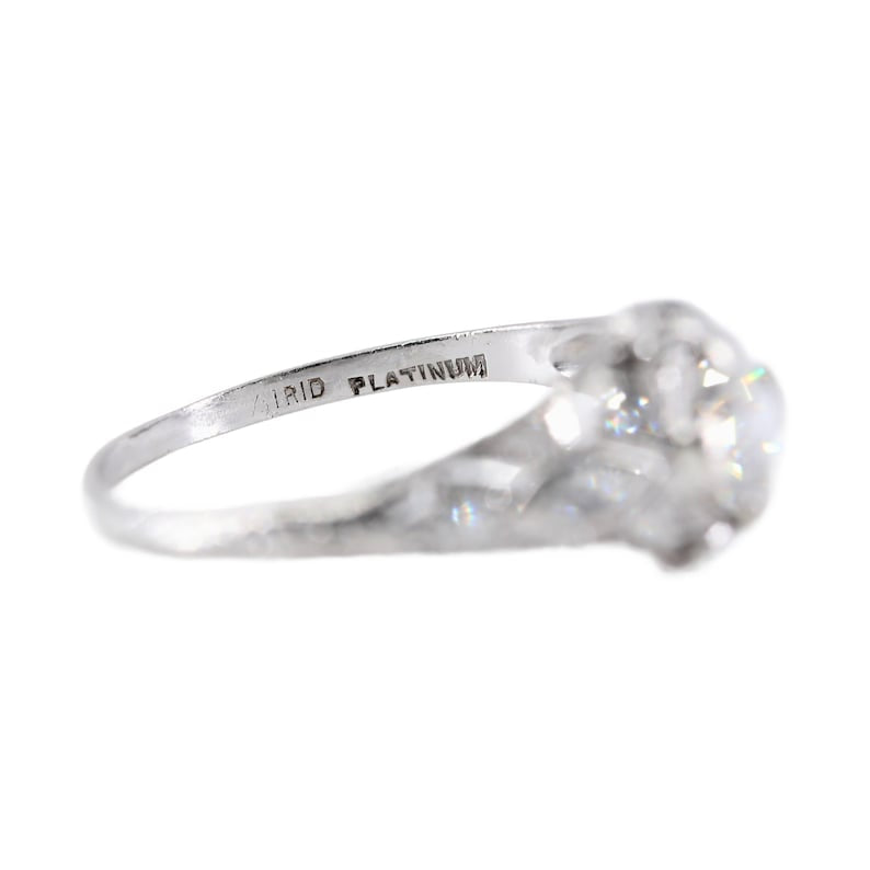 Art Deco was European Cut Diamond Engagement Ring in Platinum