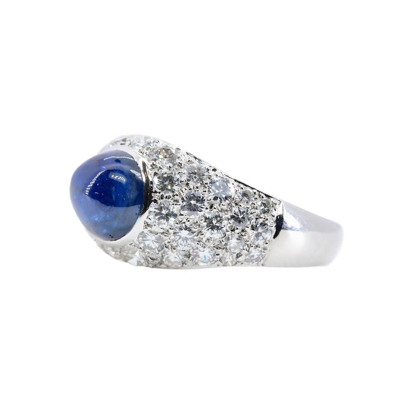Sumptuous 4.35ctw Sapphire & Diamond Dome Cocktail Ring in Platinum