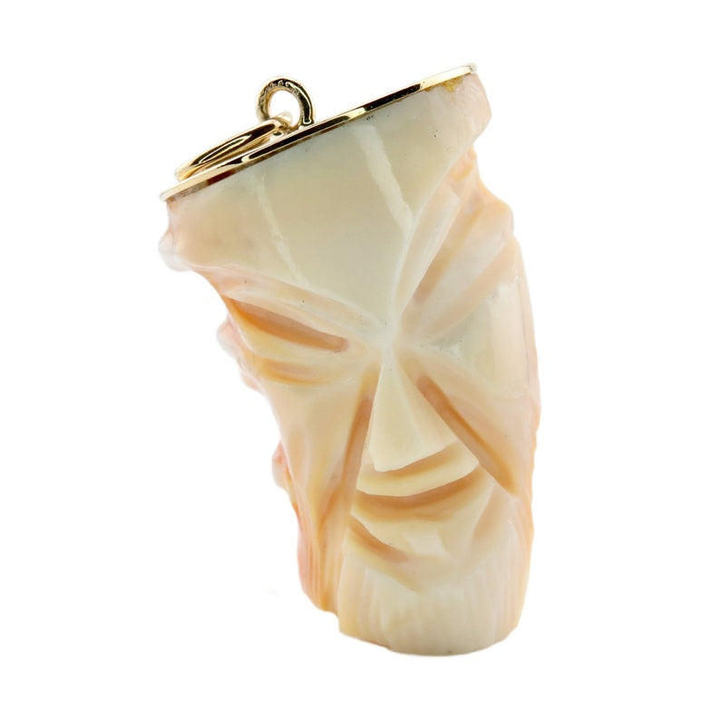 Vintage Cartier Carved Figural Coral Pendant Necklace in 18K Yellow Gold