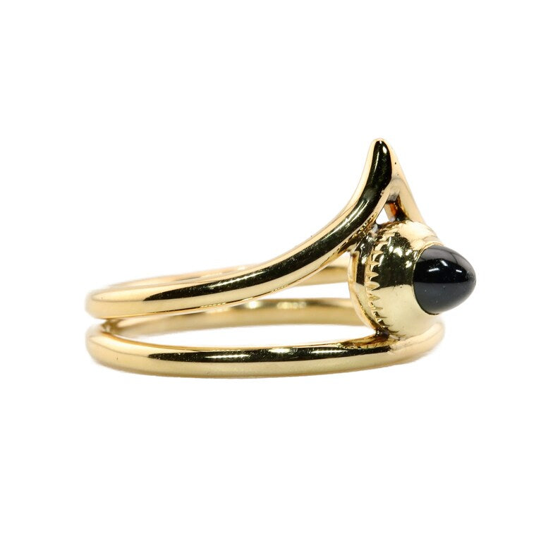 Cartier Mid Century 1960's Crown Ring & Sapphire Cabochon 18K Yellow Gold