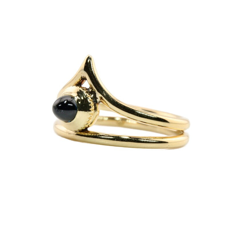 Cartier Mid Century 1960's Crown Ring & Sapphire Cabochon 18K Yellow Gold