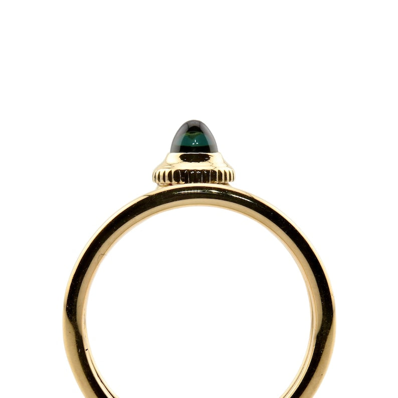Cartier Mid Century 1960's Crown Ring & Sapphire Cabochon 18K Yellow Gold